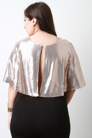 Sequined Poncho Crop Top