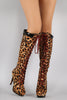 Bamboo Leopard Combat Lace Up Stiletto Platform Boots