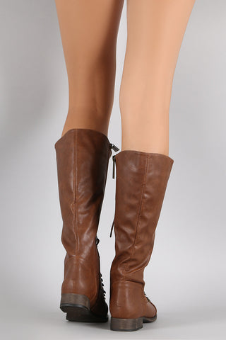 Breckelle Combat Lace Up Knee High Boots