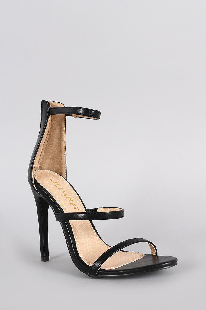 Liliana Open Toe Triple Straps Single Sole Heel