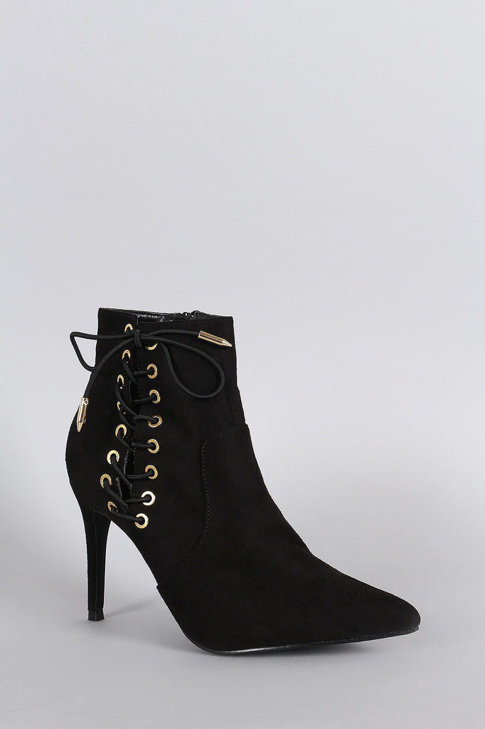 Shoe Republic LA Corset Lace Up Pointy Toe Booties