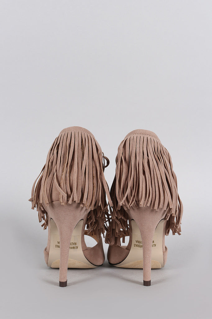 Fringe Cuff and Tassel Open Toe Heel