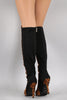 Dollhouse Leopard Lycra Panel Stiletto Over-The-Knee Boots