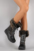 Bamboo Faux Fur Cuff Lace Up Duck Boots