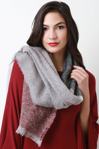 Fur Trim Solid Knit Tube Scarf