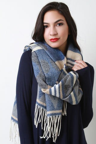 Fur Trim Solid Knit Tube Scarf