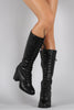 Soda Combat Lace Up Heeled Knee High Boots