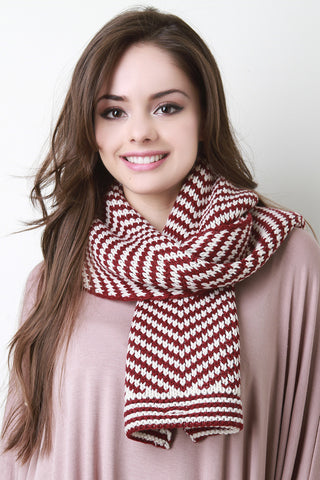 Fur Trim Solid Knit Tube Scarf