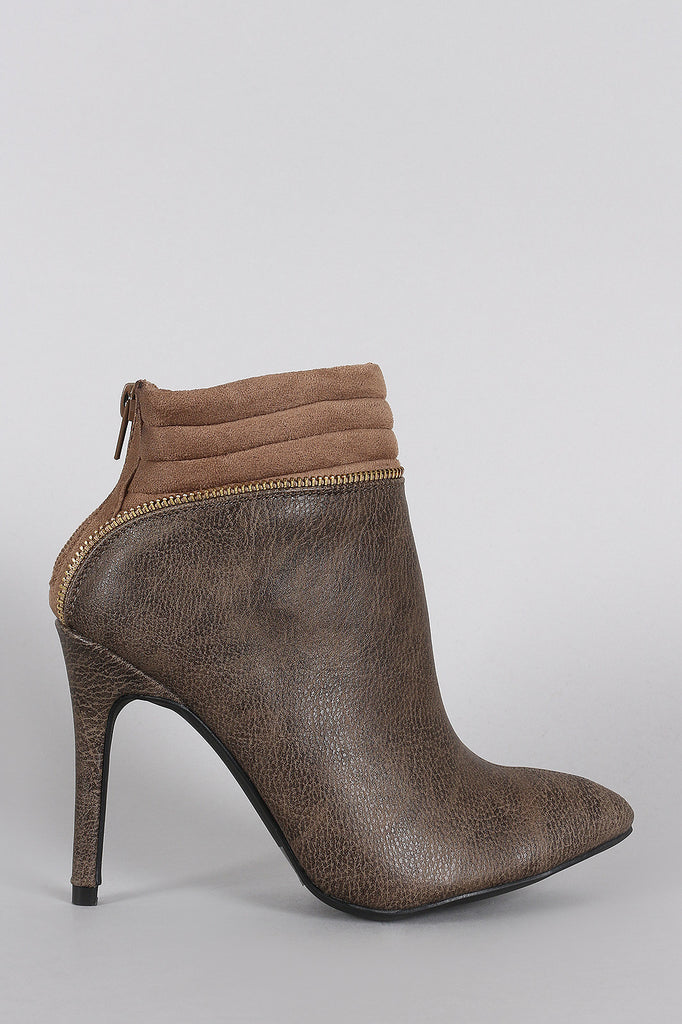 Wild Diva Lounge Pointy Toe Zipper Edge Stiletto Booties