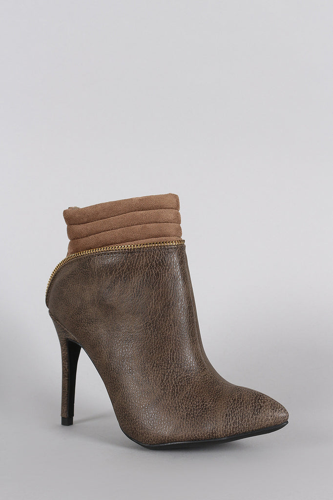 Wild Diva Lounge Pointy Toe Zipper Edge Stiletto Booties