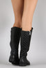 Bamboo Quilted Zipper Trim Riding Knee High Boots