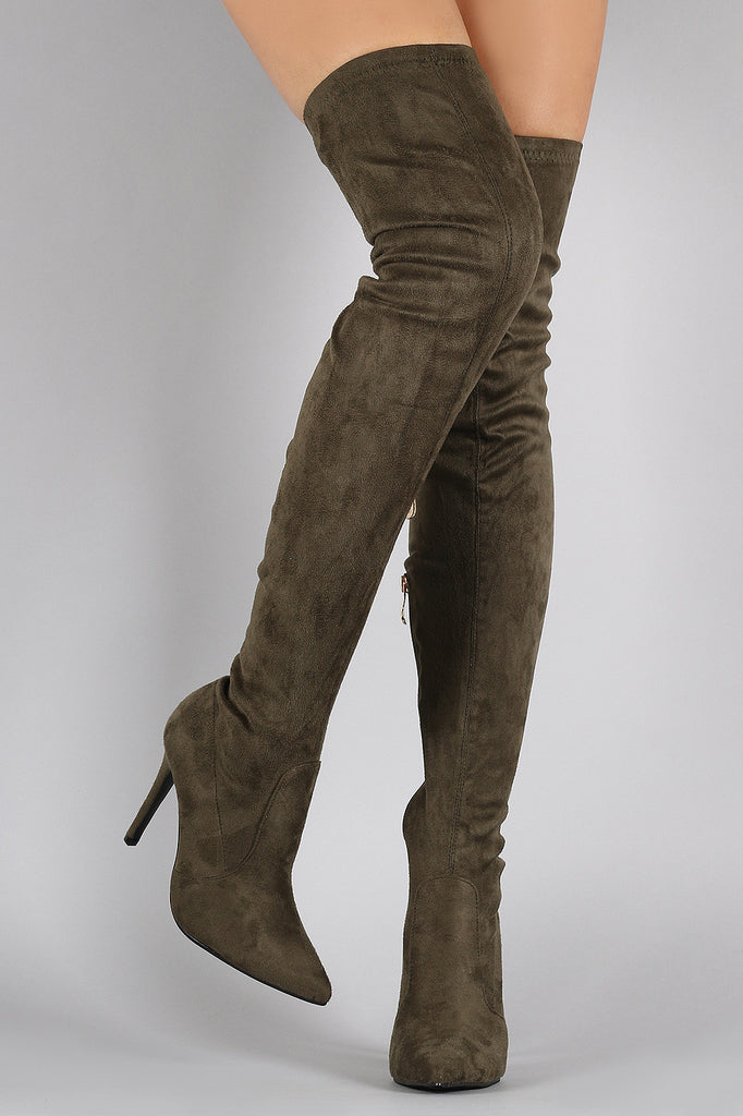 Suede Pointy Toe Stiletto Over-The-Knee Boots