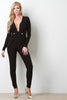 Plunging V-Neck Double Button Jumpsuit