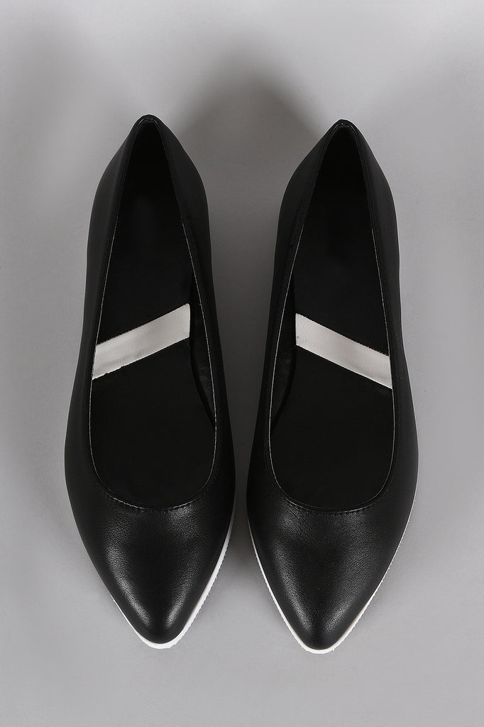 Pointy Toe Contrast Sole Slip On Loafer Flat