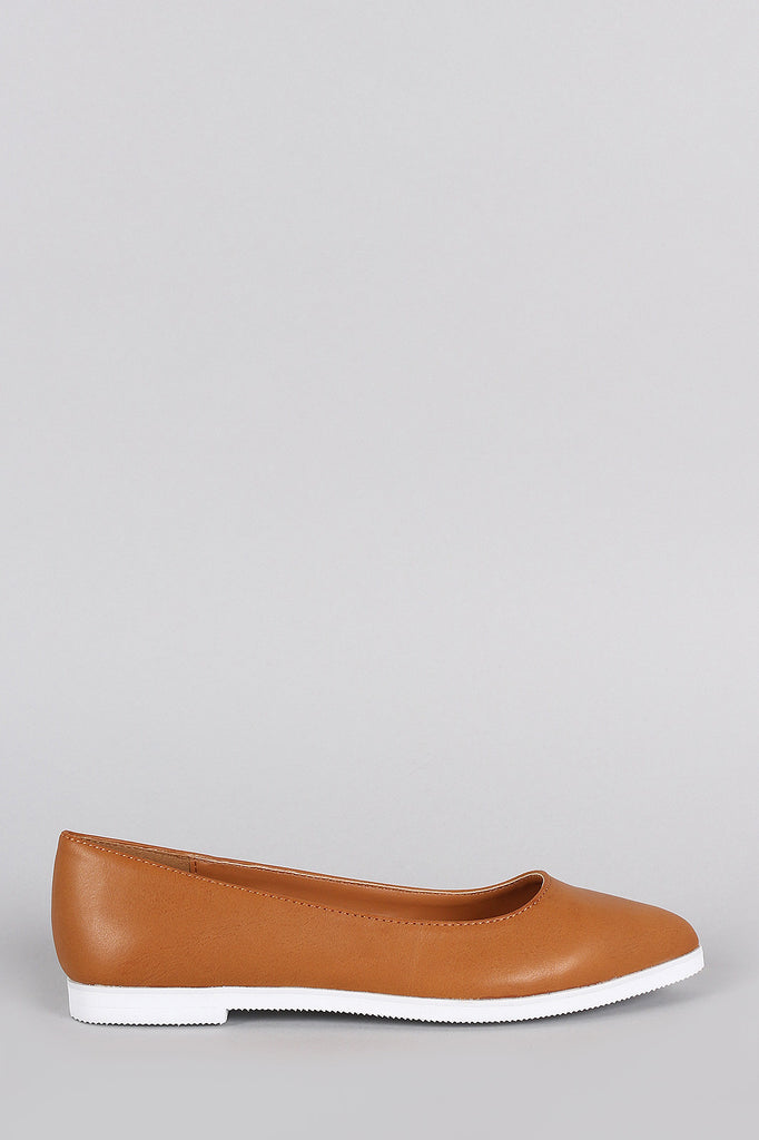 Pointy Toe Contrast Sole Slip On Loafer Flat