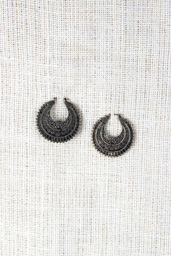 Tribal Crescent Disk Earrings