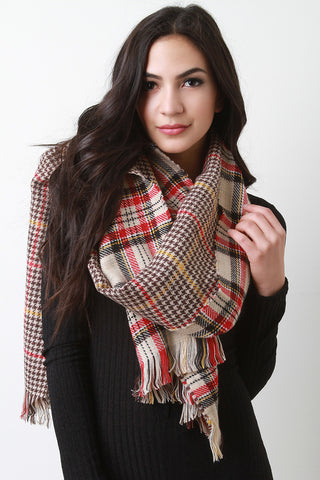 Fur Trim Solid Knit Tube Scarf