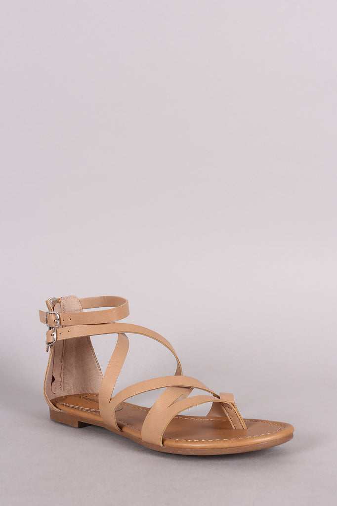 Breckelle Strappy Buckled Thong Flat Sandal