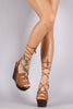 Wild Diva Lounge Nail Studded Vegan Suede Lace Up Wedges