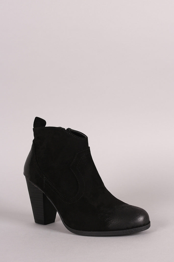 Qupid Cowgirl Burnished Ankle Boots