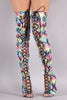 Rainbow Python Lace-Up Stiletto Over-The-Knee Boots