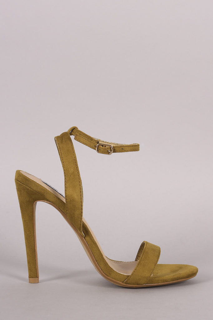 Vegan Suede Ankle Strap Open Toe Heel