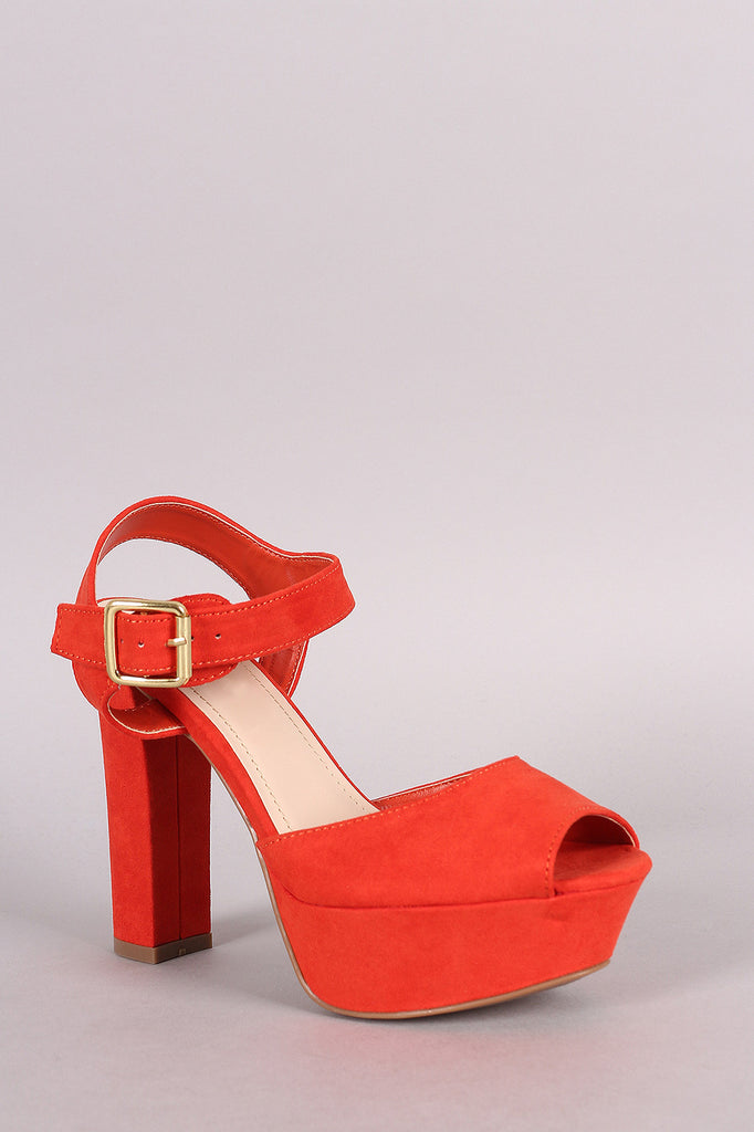 Bamboo Peep Toe Platform Chunky Heel