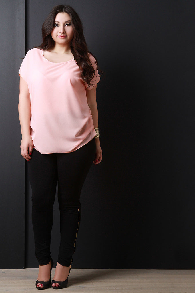 Crepe Chiffon Keyhole Blouse