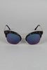 Semi-Rimless Metallic Trim Cat Eye Sunglasses