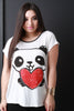 Panda Heart Graphic Print Short Sleeves Tee