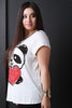 Panda Heart Graphic Print Short Sleeves Tee