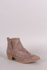 Qupid Suede Embroidered Western Ankle Boots