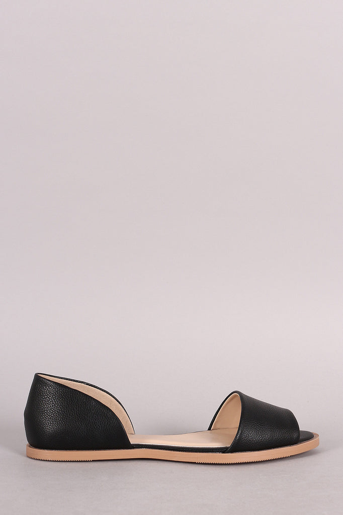 Qupid Peep Toe Slip On Dorsay Flat