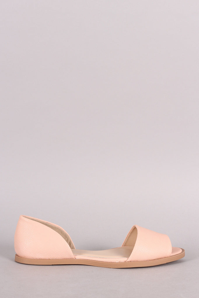 Qupid Peep Toe Slip On Dorsay Flat