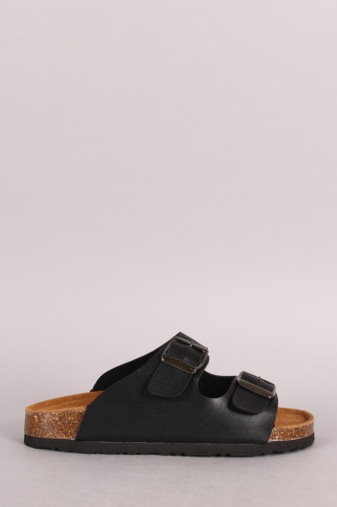 Double Buckle Open Toe Footbed Sandal