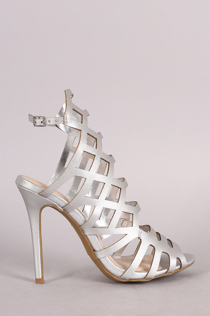 Geometric Cutout Peep Toe Stiletto Heel