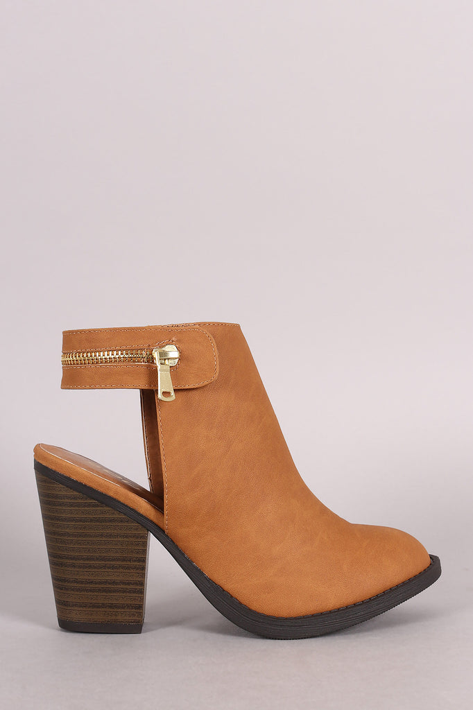 Soda Zipper Trim Chunky Heel Booties