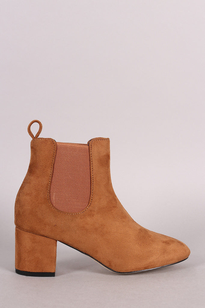 Elastic Gore Block Heeled Ankle Boots