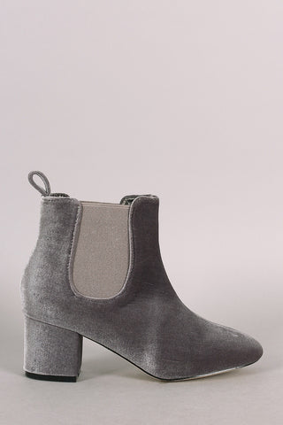 Two-Tone Snap Button Strap Chunky Heel Ankle Bootie