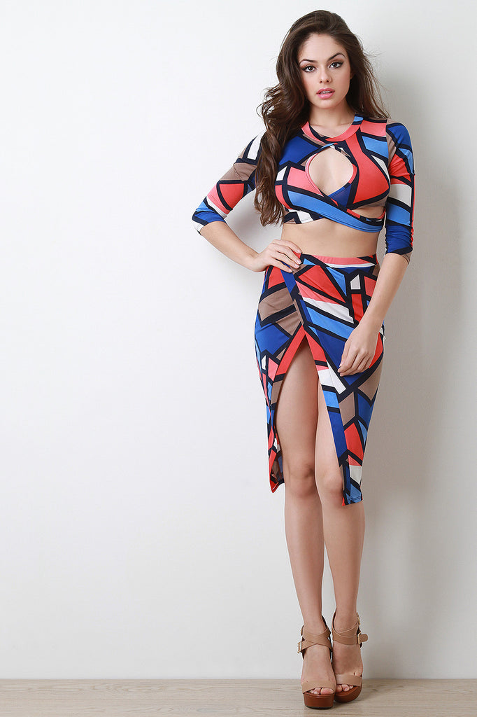 Geometric Shape Keyhole Cutout Crop Top