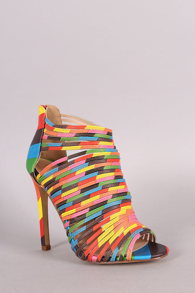 Liliana Strappy Peep Toe Caged Stiletto Heel