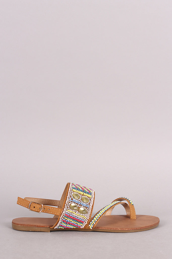 Rhinestone Toe Ring Slingback Flat Sandal