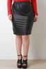 Vegan Leather Pencil Cut Zip-Up Skirt