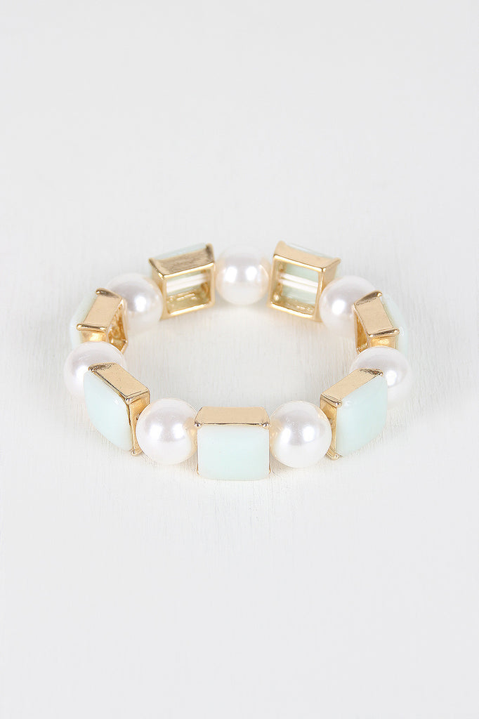 Faux Pearl And Square Bracelet