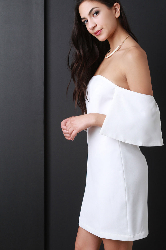 Off-The-Shoulder Half Cape Sheath Dress