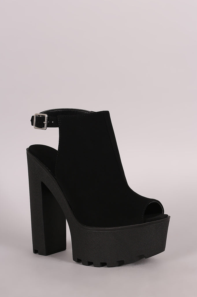 Bamboo Nubuck Lug Sole Platform Mule Heel