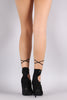 Qupid Suede Pointy Toe Lace Up Stiletto Pump