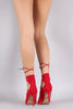 Qupid Suede Pointy Toe Lace Up Stiletto Pump