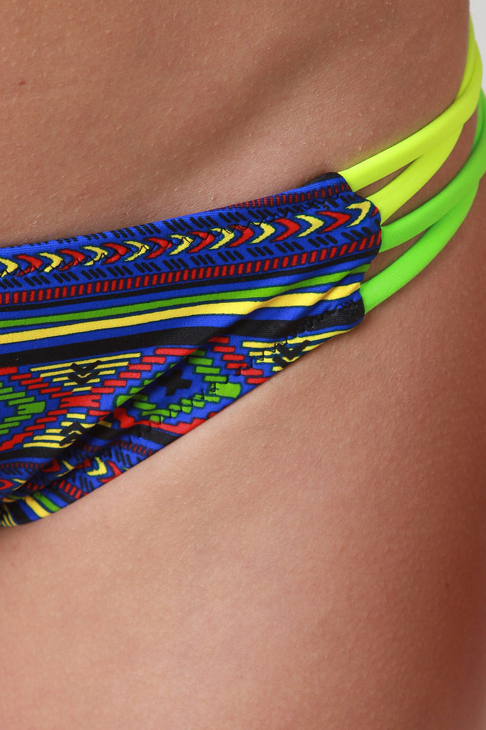 Neon Tribal Bandeau Bikini Set