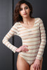 Long Sleeve Semi-Sheer Stripe Bodysuit